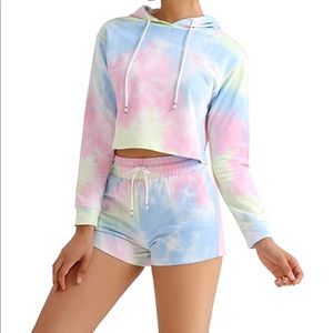 Tie dye hoodie & shorts set